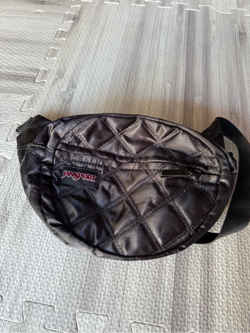 Jansport Quilted Black Waist Bag with Logo Patch